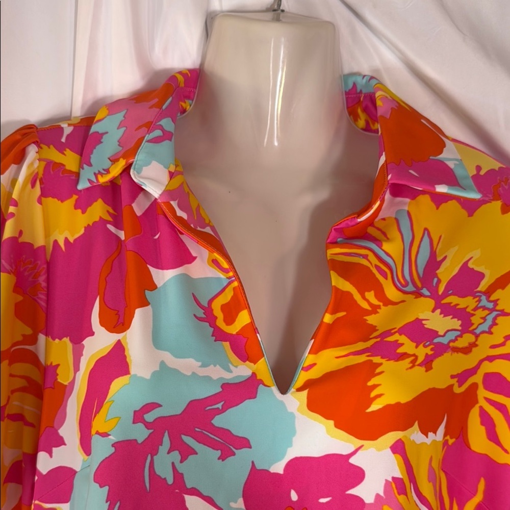 Rudy Connally Orange & Flora Multi-Color Sheath Dress - Picture 5 of 10